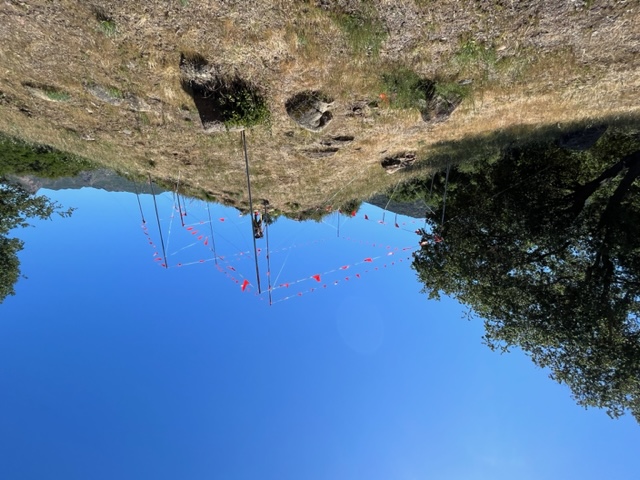 Story poles installed on a Los Angeles County hillside
